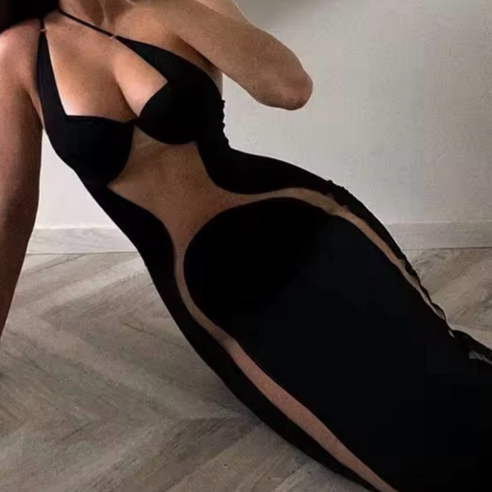 Black Mesh Patchwork Sleeveless Backless See Thro… - image 6